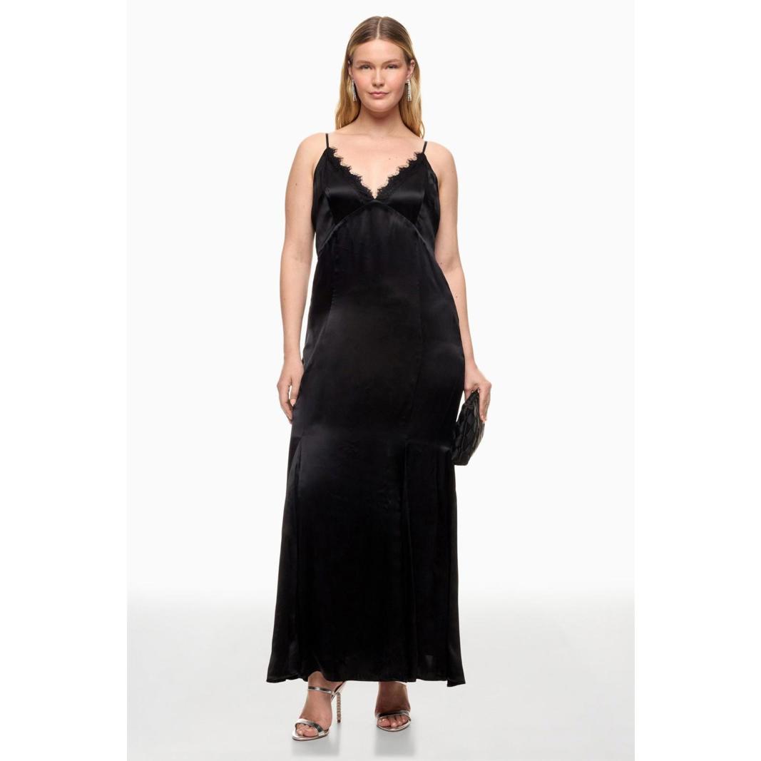 L’agence Black Zanna Lace Trim Gown Size 12 Fabric Pull And Small Snag